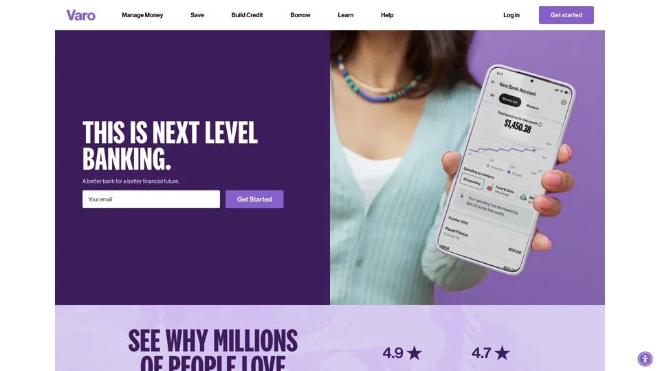 Varo | No Hidden Fees. High-Yield Savings. Credit Building.